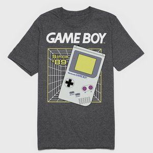 Nintendo Game Boy Graphic Print Short Sleeve Tee Shirt Gray Crew Neck Gray L